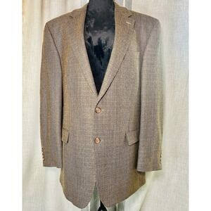 Lauren Ralph Lauren Men's Brown Houndstooth LambsWool Sport Coat Size 46L Blazer